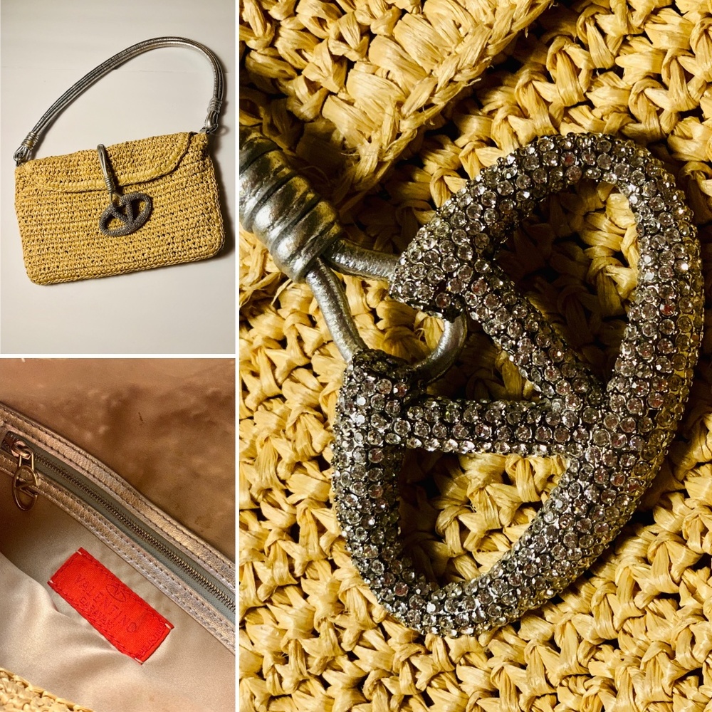 Valentino Metallic/Straw Handbag